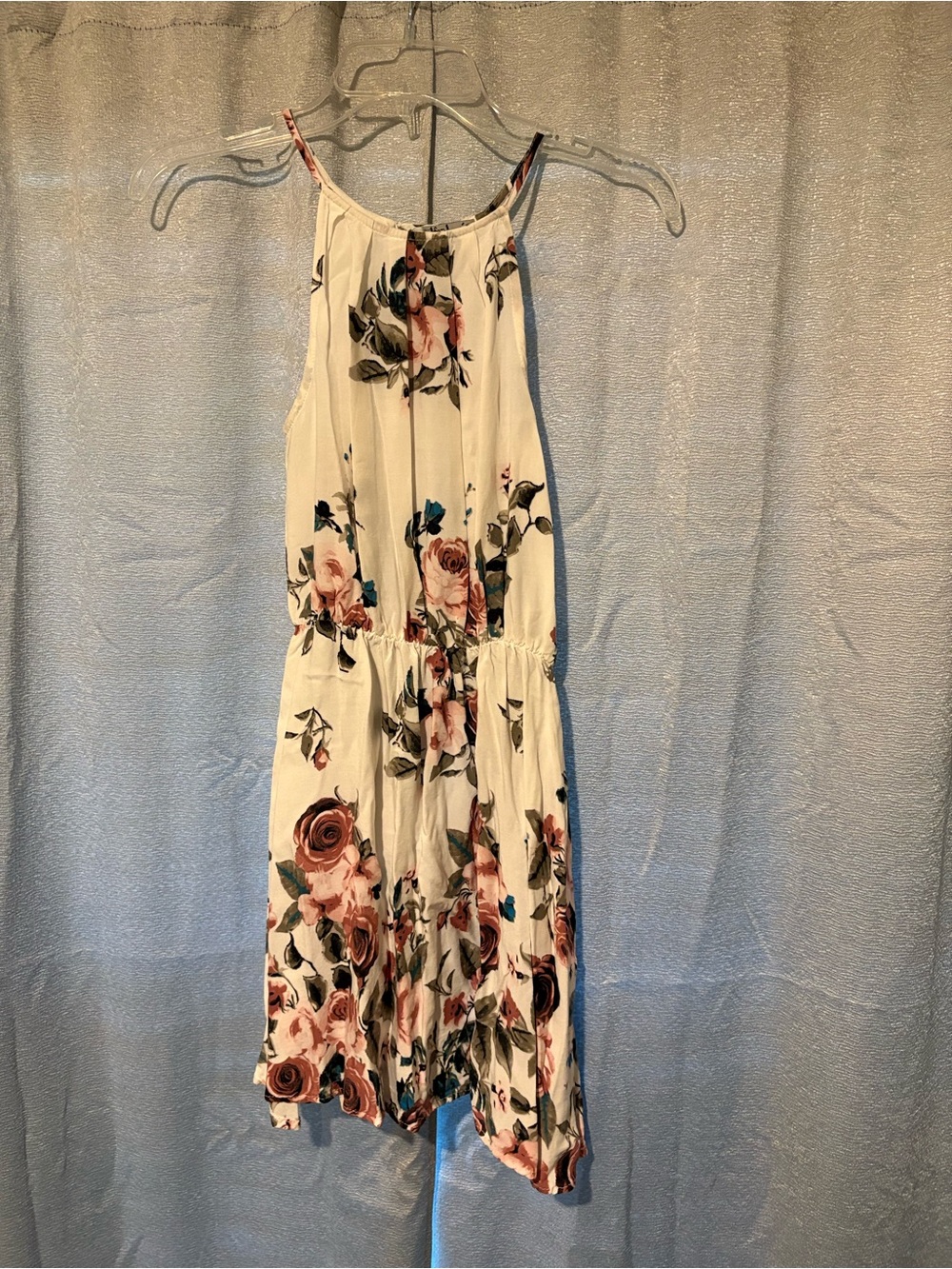 J for Justify Cream Mini Dress with Pink Rose Print
